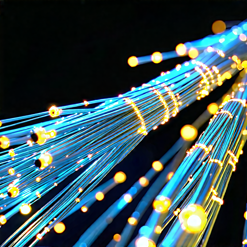 Close-up Of Fiber Optic Cables With Close-up Blue