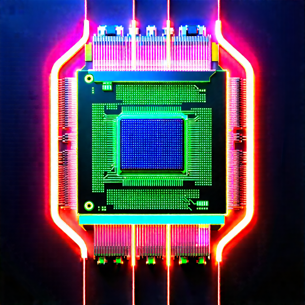 Microchip with neon accents
