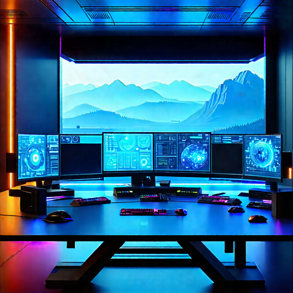 Futuristic digital workspace