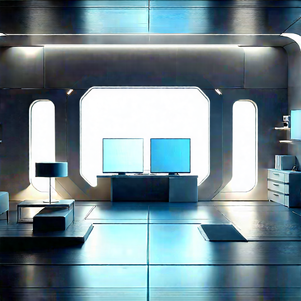 (futuristic:1.23) Tech Startup Office With Image, There