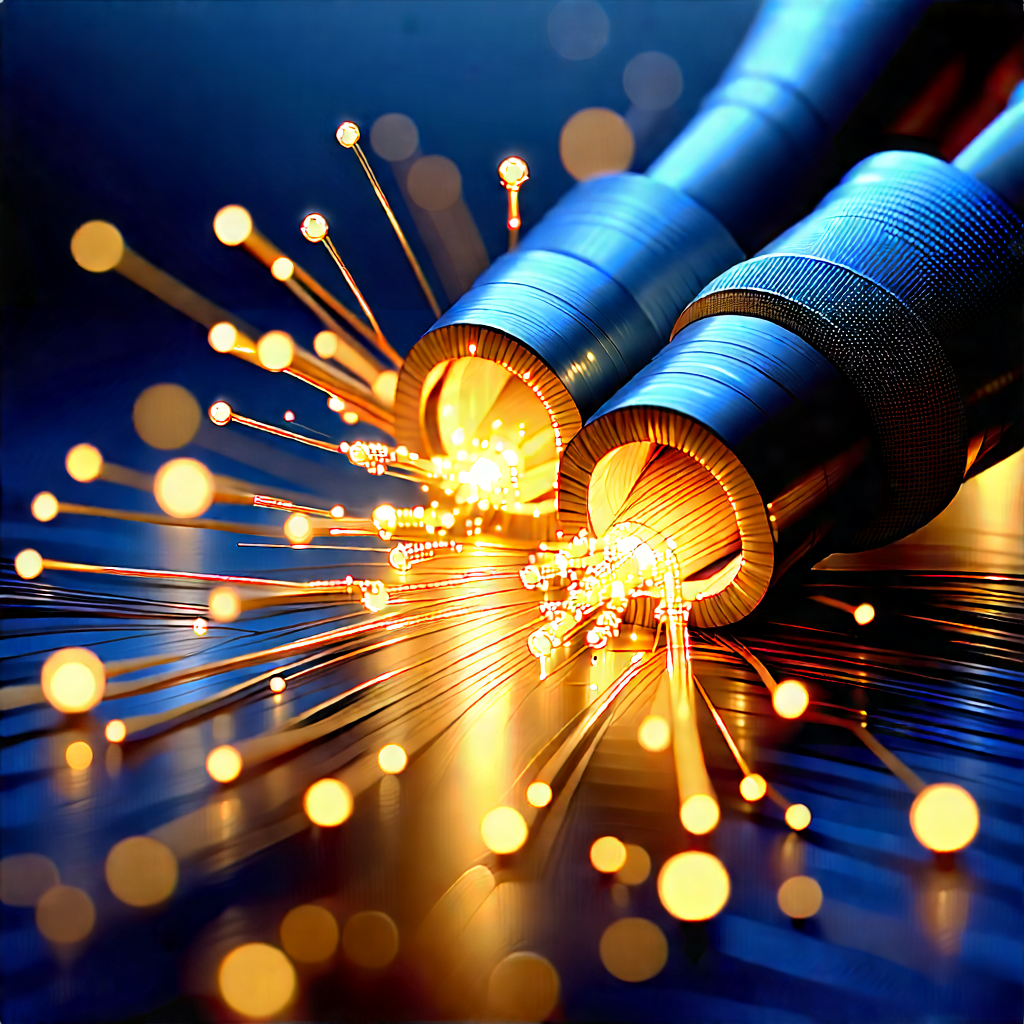 Close-up Of Fiber Optic Cables With Close-up Pair