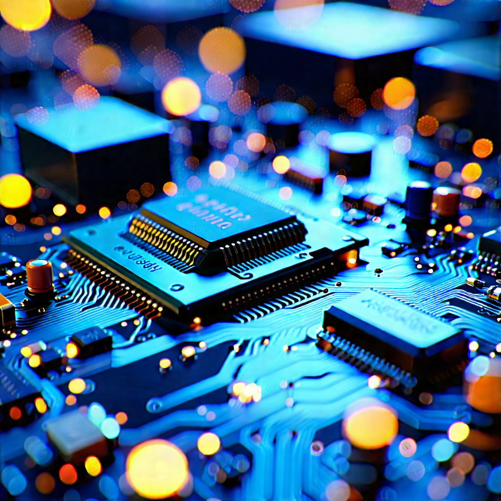Close-up Of Electronic Circuit With Close-up Computer