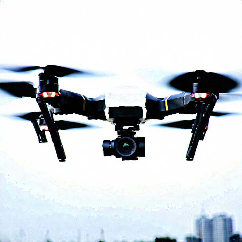 Drone With Digital Artwork With Black White