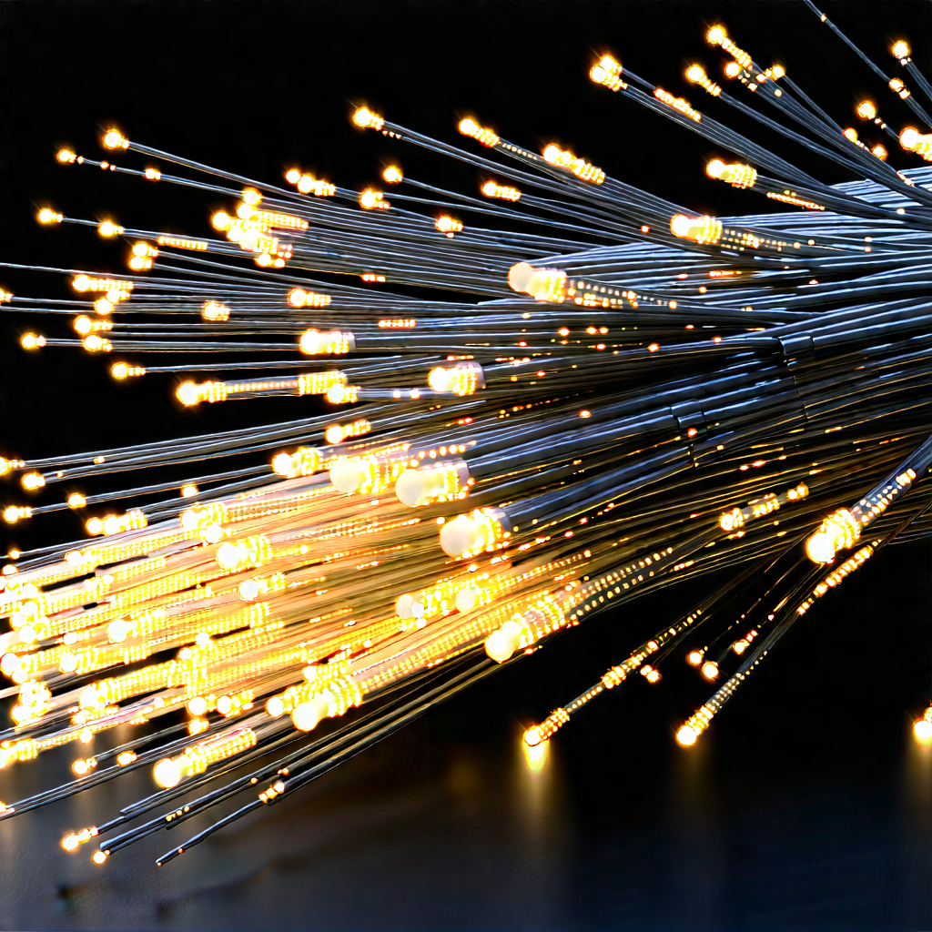 Close-up Of Fiber Optic Cables With Close-up Wire