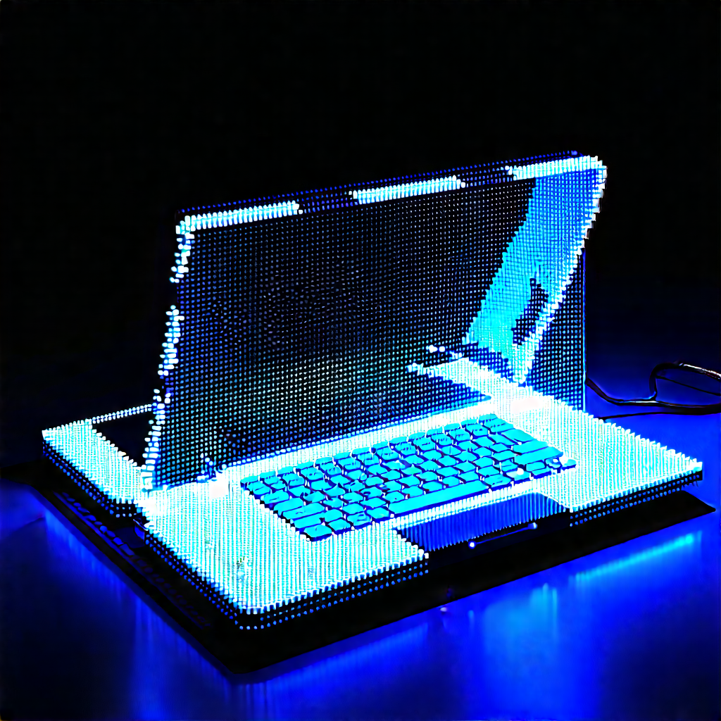 Laptop with glowing screen