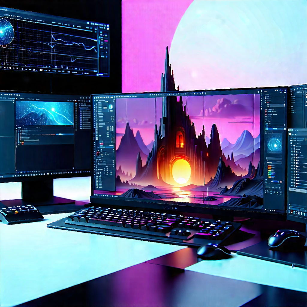 Futuristic digital workspace
