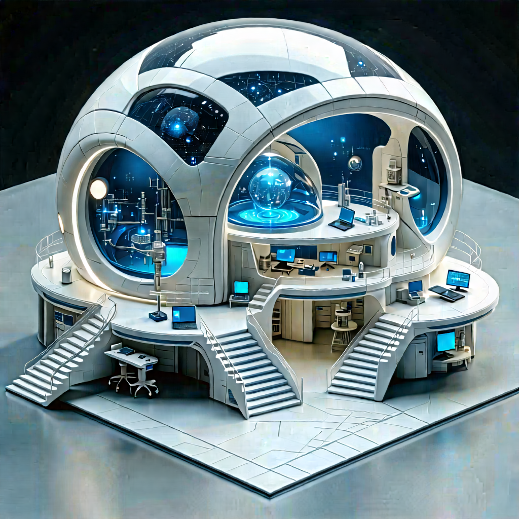 Futuristic Research Laboratory With Image, There