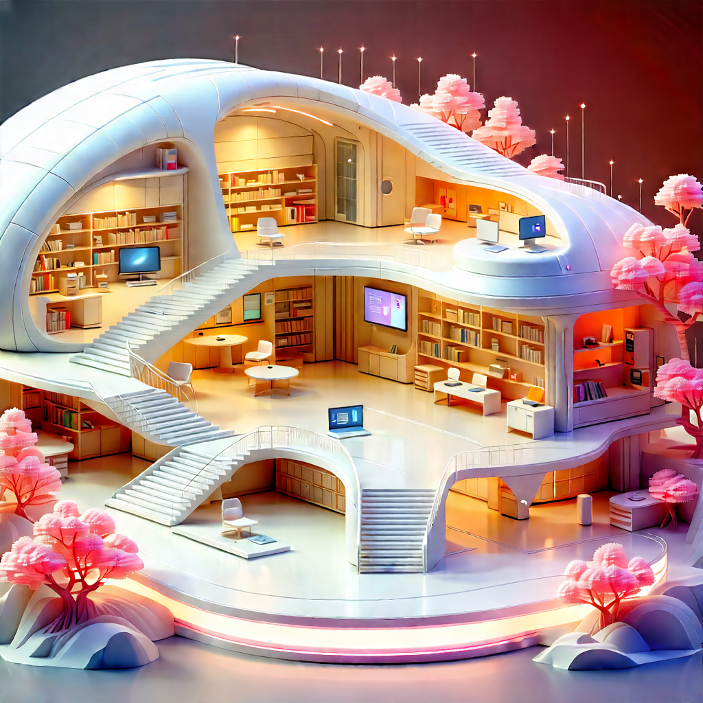 Futuristic Digital Workspace With Futuristic, White,