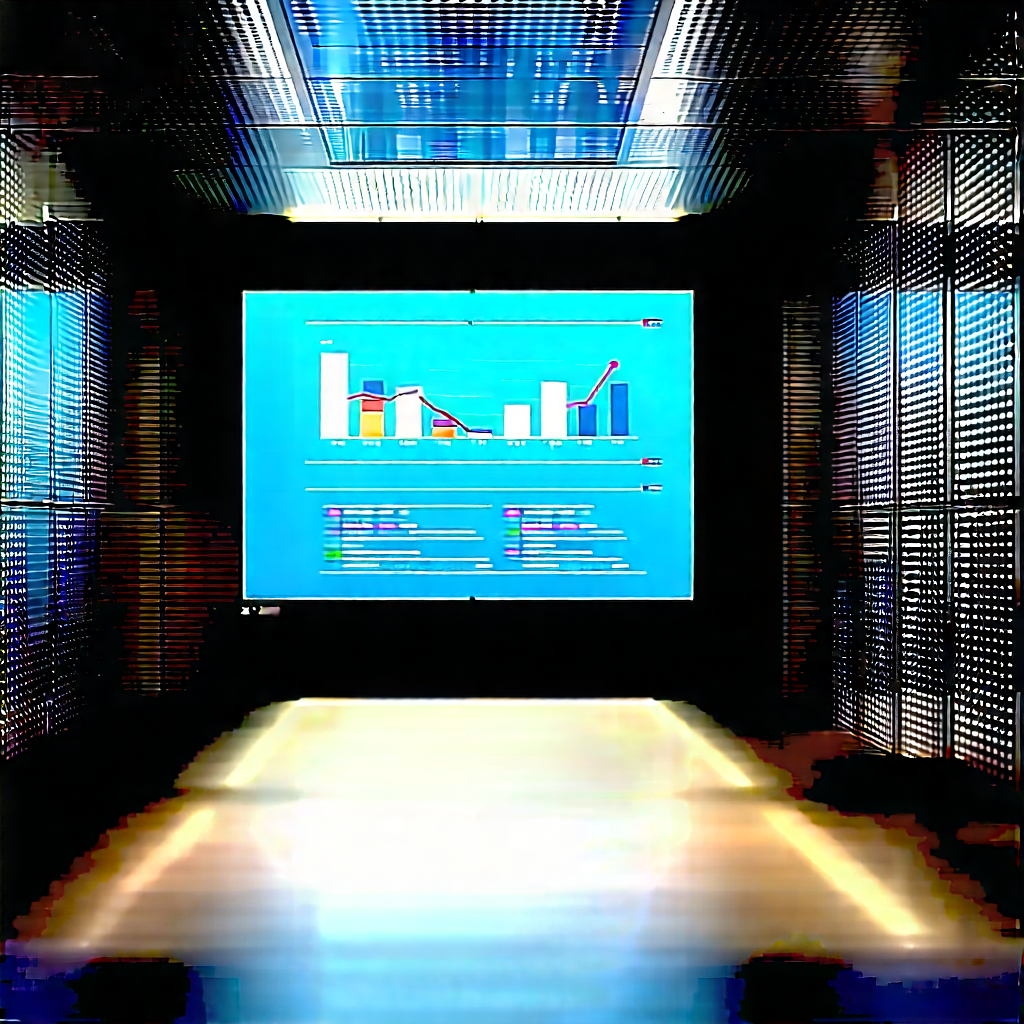 Financial Technology In Tech Office With Large Screen