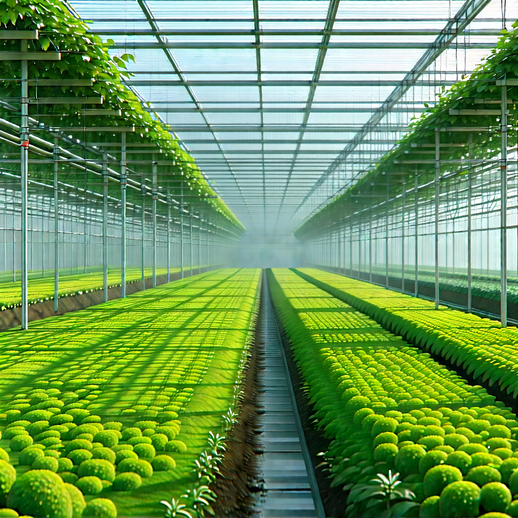 Agricultural Technology In Manufacturing Facility With Large Greenhouse