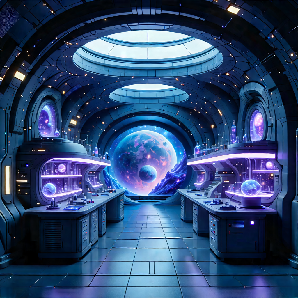 (futuristic:1.32) Research Laboratory With Image, There