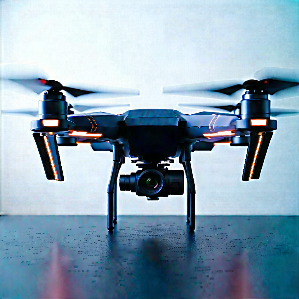 Drone With Glowing Screen With Black Drone