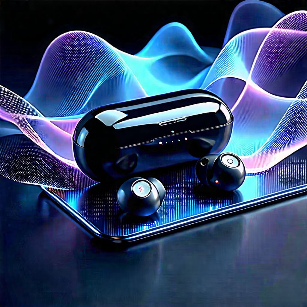 Wireless Earbuds With Holographic Display With Black Cell