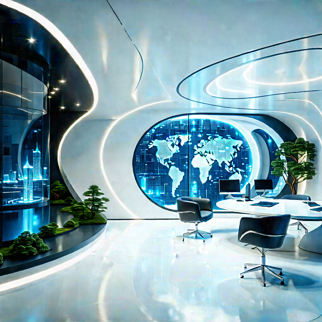 Futuristic Tech Startup Office With Futuristic Office