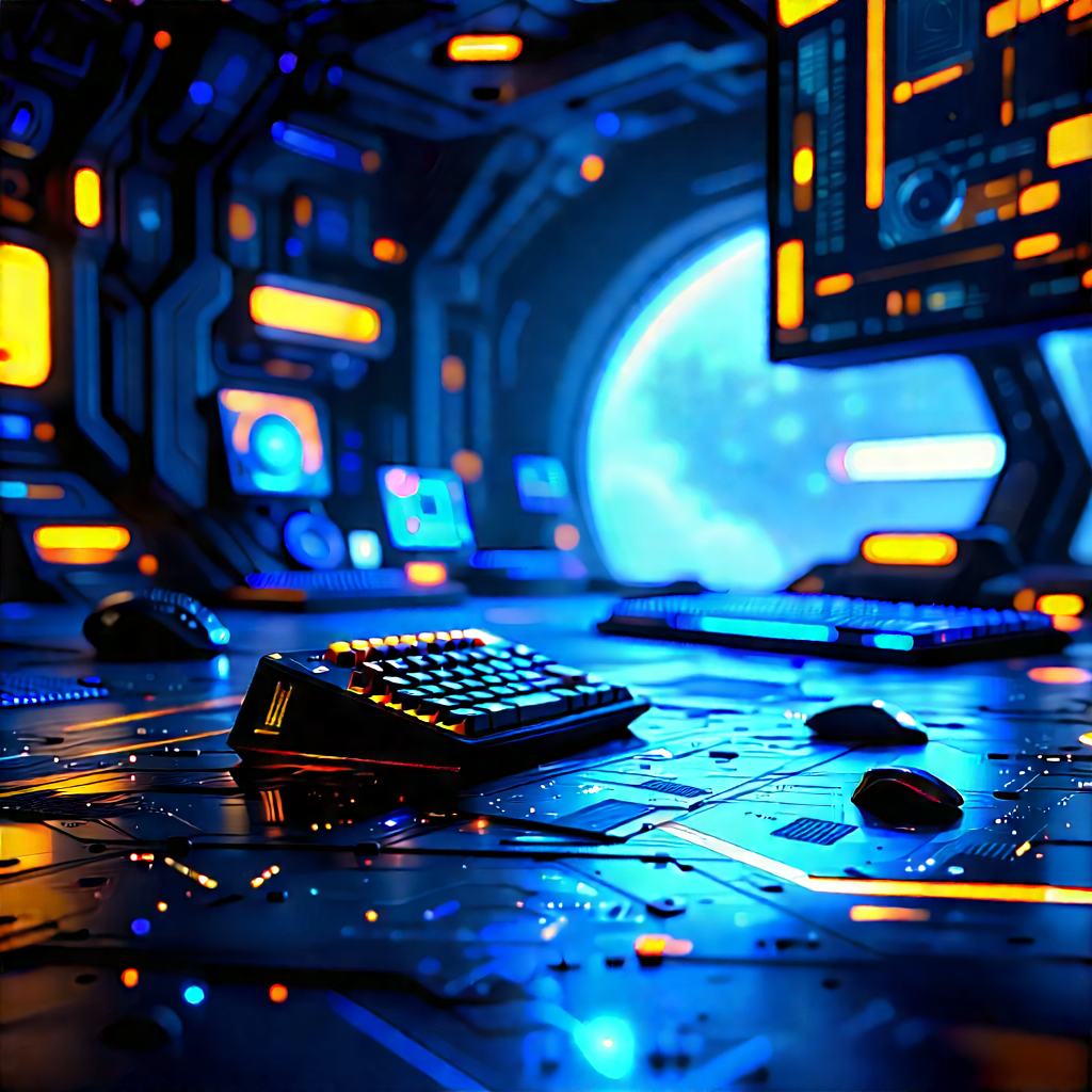 (futuristic:1.35) Digital Workspace With Futuristic Setting,