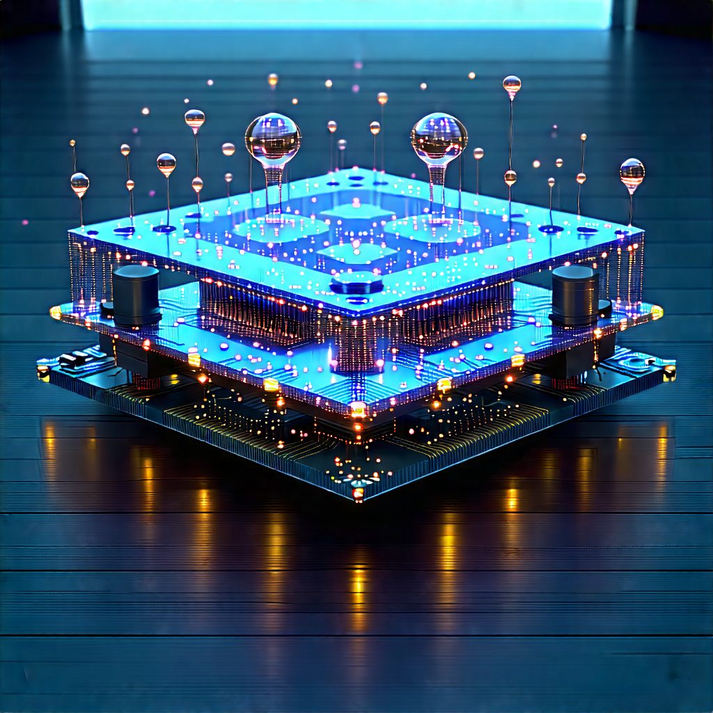 Quantum Computer With Digital Particles With Blue White