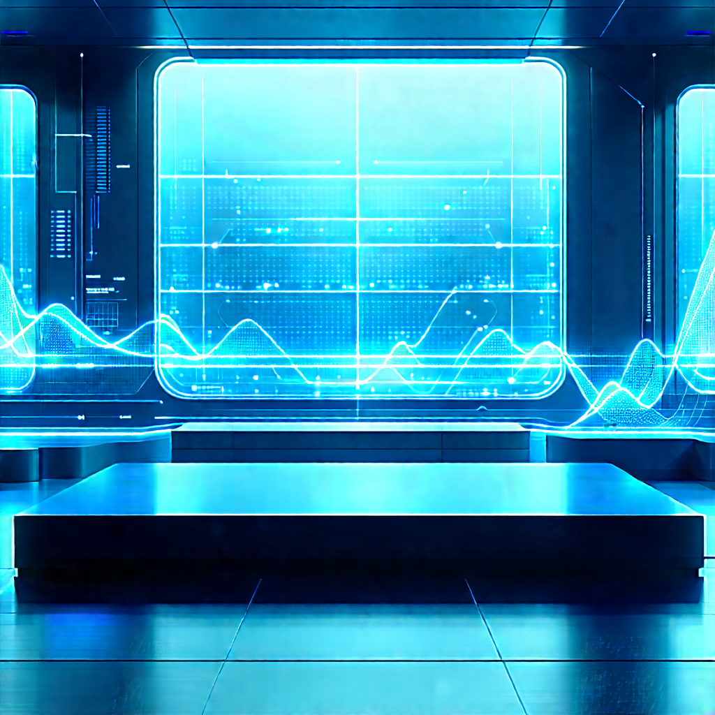 Futuristic (digital:1.1) Workspace With Image, There