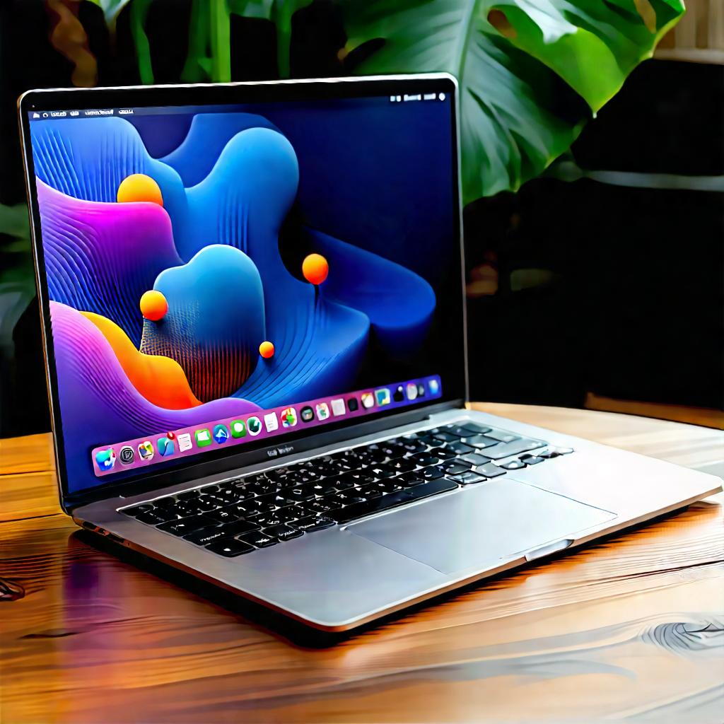 Laptop With Digital Artwork With Laptop Computer