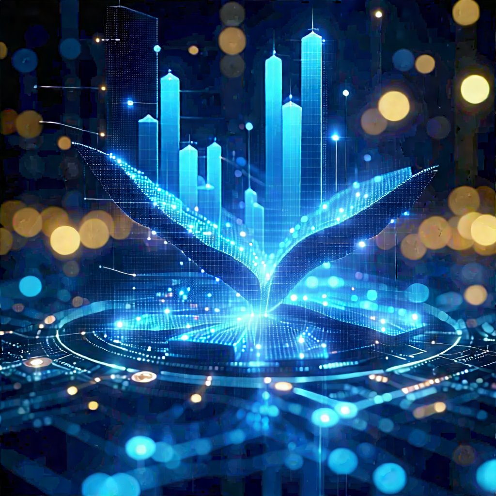 Financial Technology In Research Center With Blue White