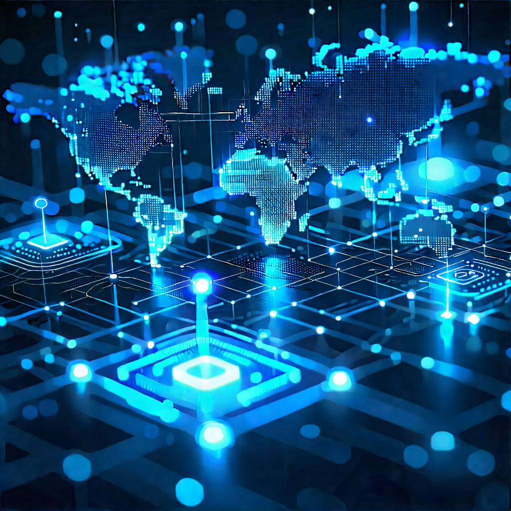 Blockchain Network Visualization With Blue White