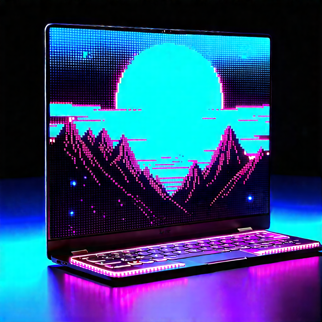 Laptop With Glowing Screen With Laptop Computer