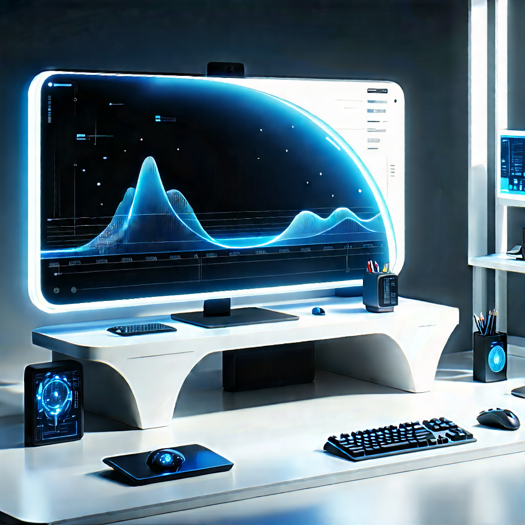 Futuristic Digital Workspace With Large Computer