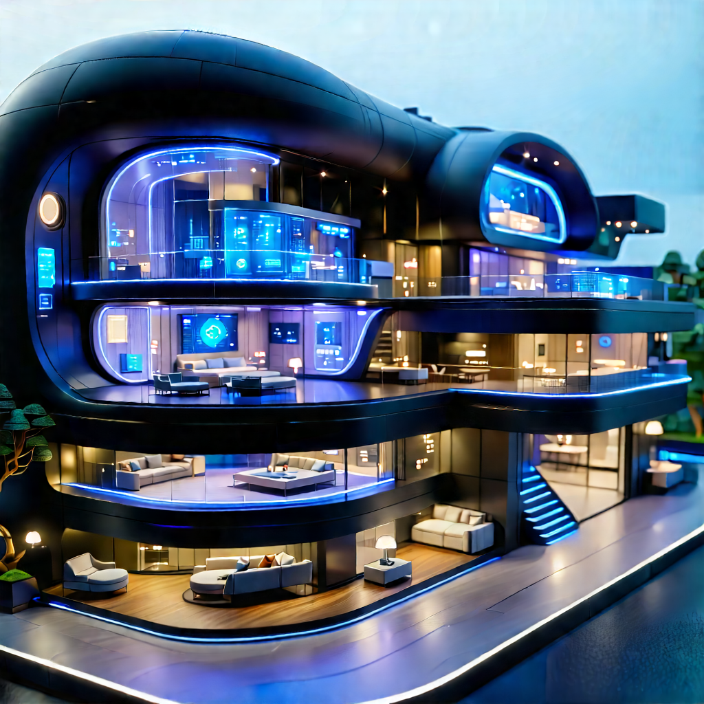 Futuristic Smart Home With Model Futuristic