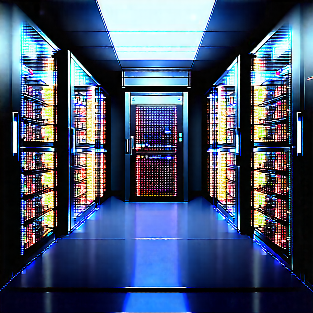 (futuristic:1.35) Server Room With Image, There
