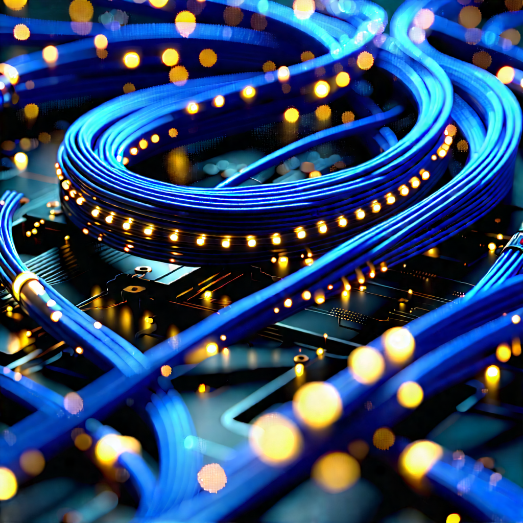 Close-up Of Fiber Optic Cables With Image, There