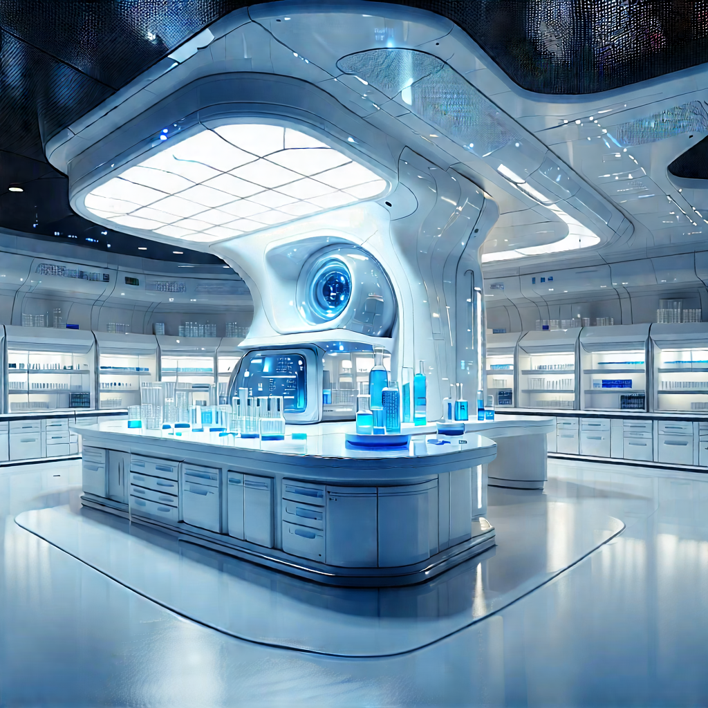 Futuristic Research Laboratory With Image, There