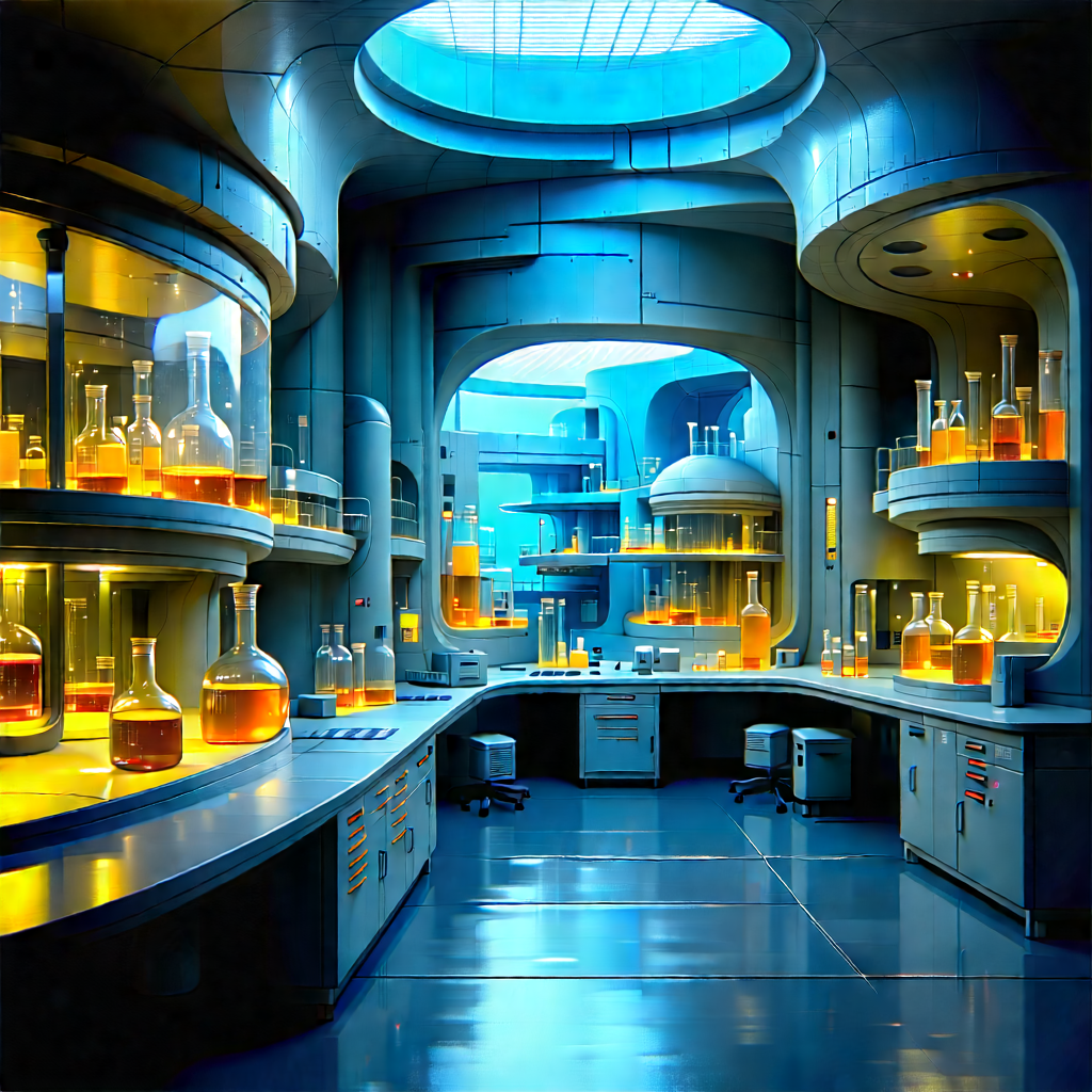 Futuristic Research Laboratory With Image, There