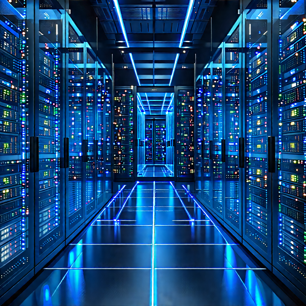 Server rack with data streams