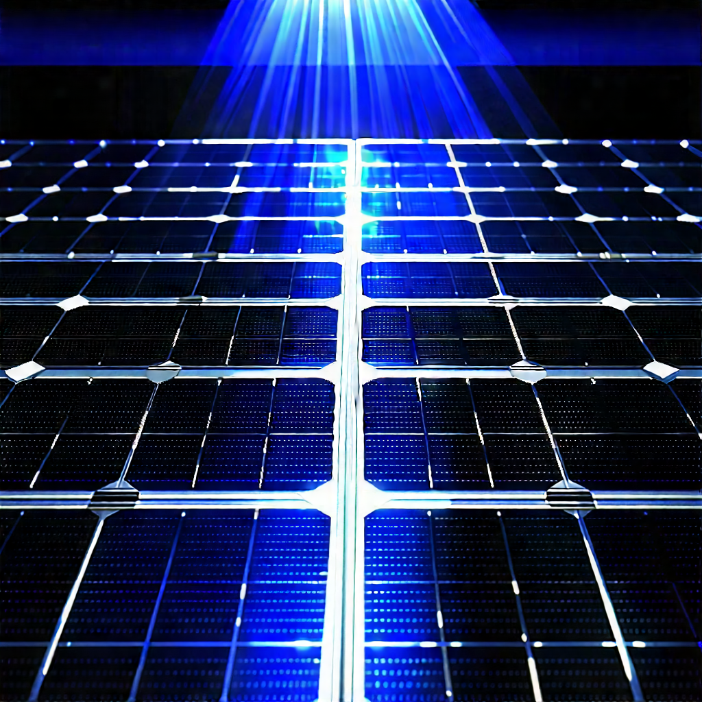 Solar Panel With Holographic Projection With Blue Light