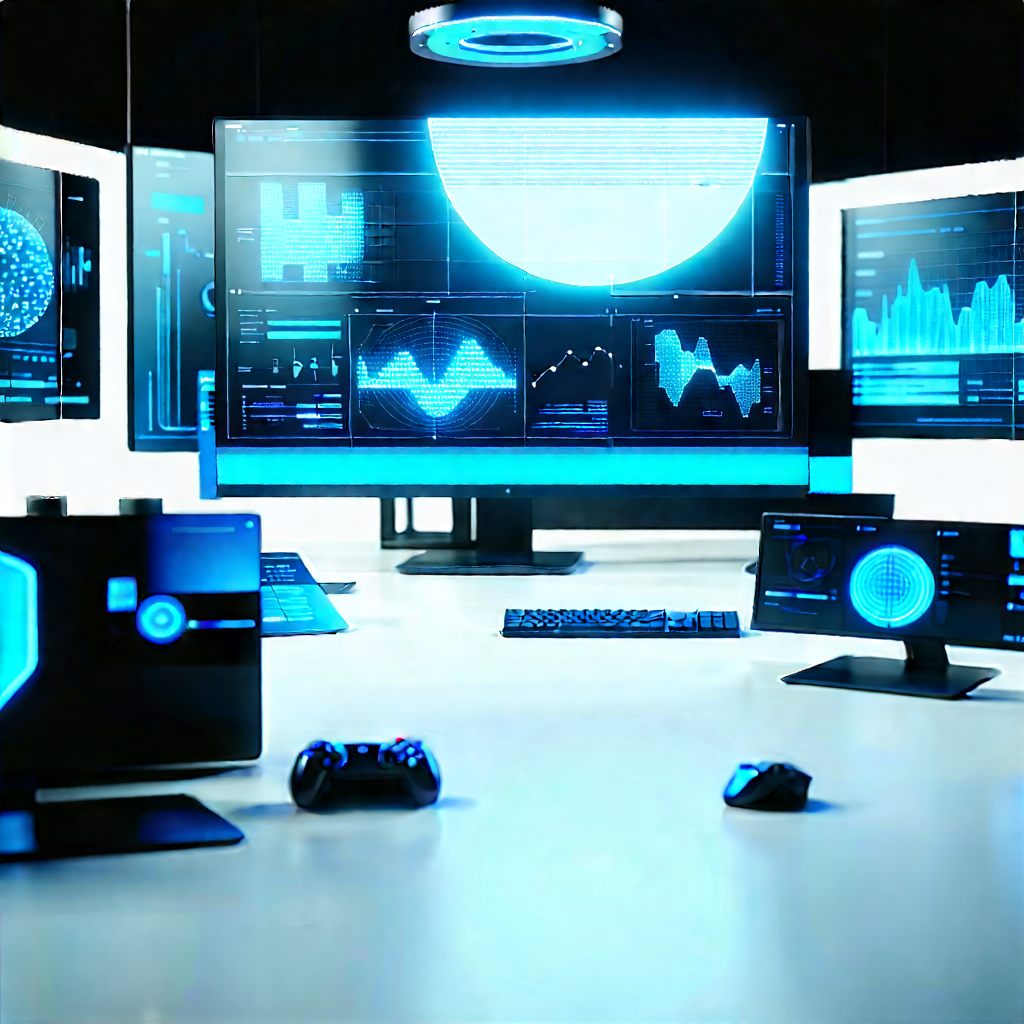 Futuristic (digital:1.39) Workspace With Image, There