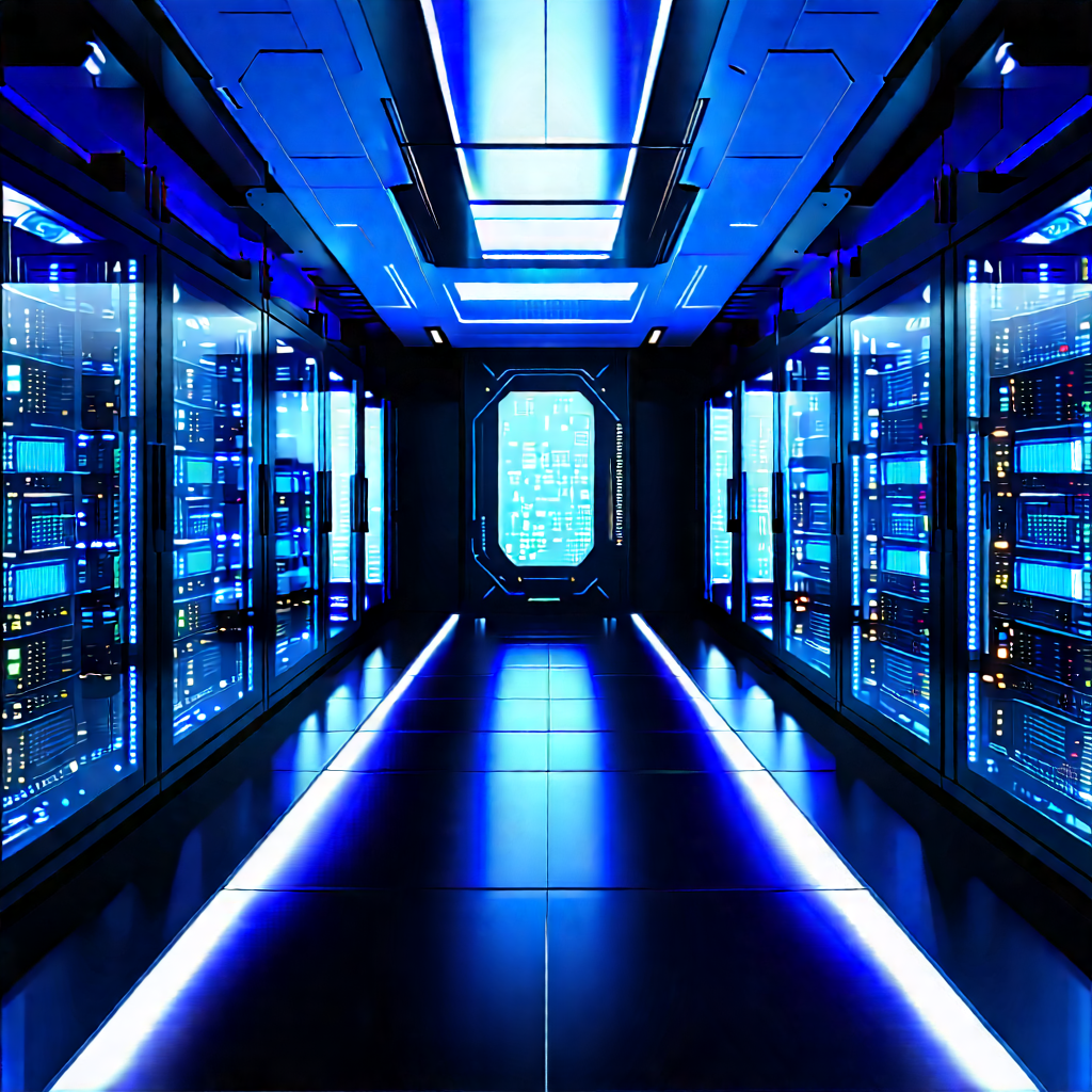(futuristic:1.23) Server Room With Image, There