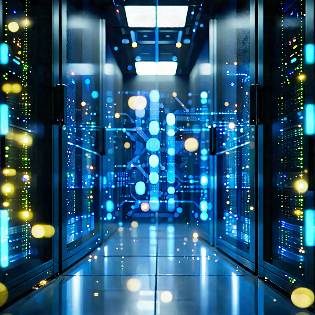 Server Rack With (digital:1.29) Particles With Image, There