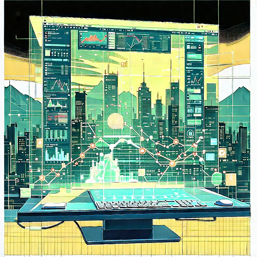 Financial Technology In Tech Office With Computer Screen