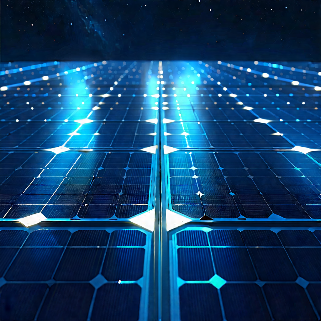 Solar Panel With Blue Light (glow:1.15) With Large Solar