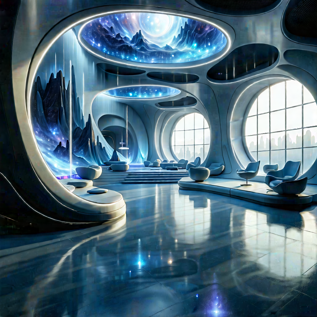 (futuristic:1.2) Innovation Hub With Futuristic Room