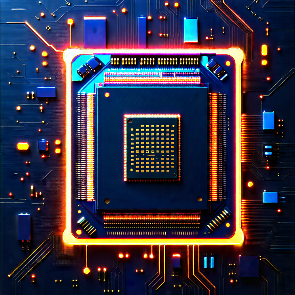 Microchip with neon accents