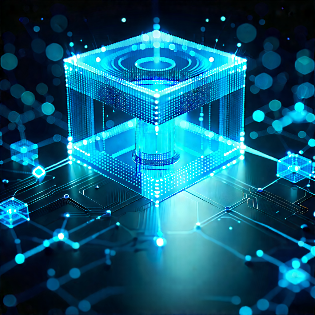 Blockchain Network Visualization With Blue Cube