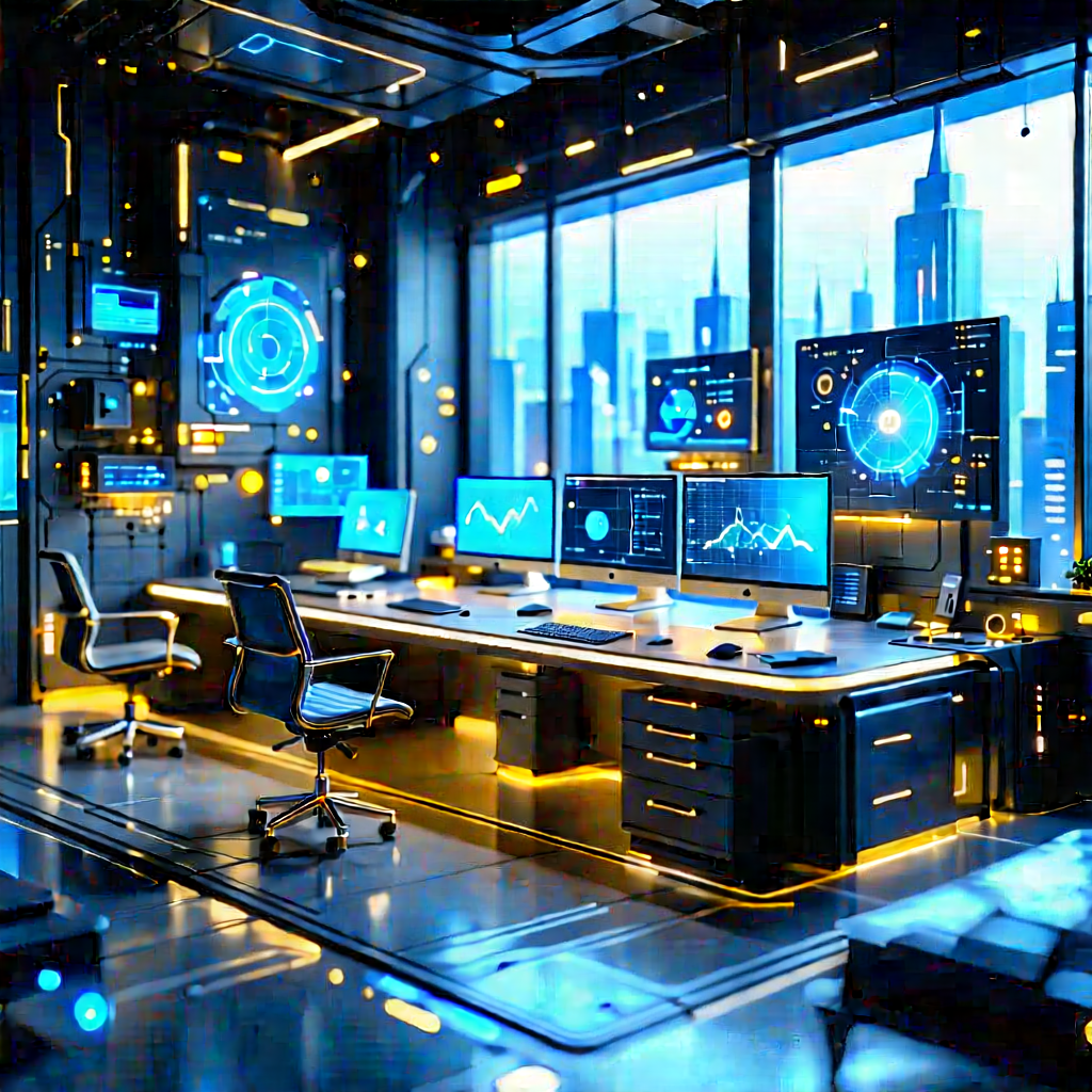 Futuristic tech startup office