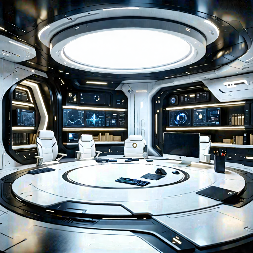 (futuristic:1.41) Tech Startup Office With Image, There