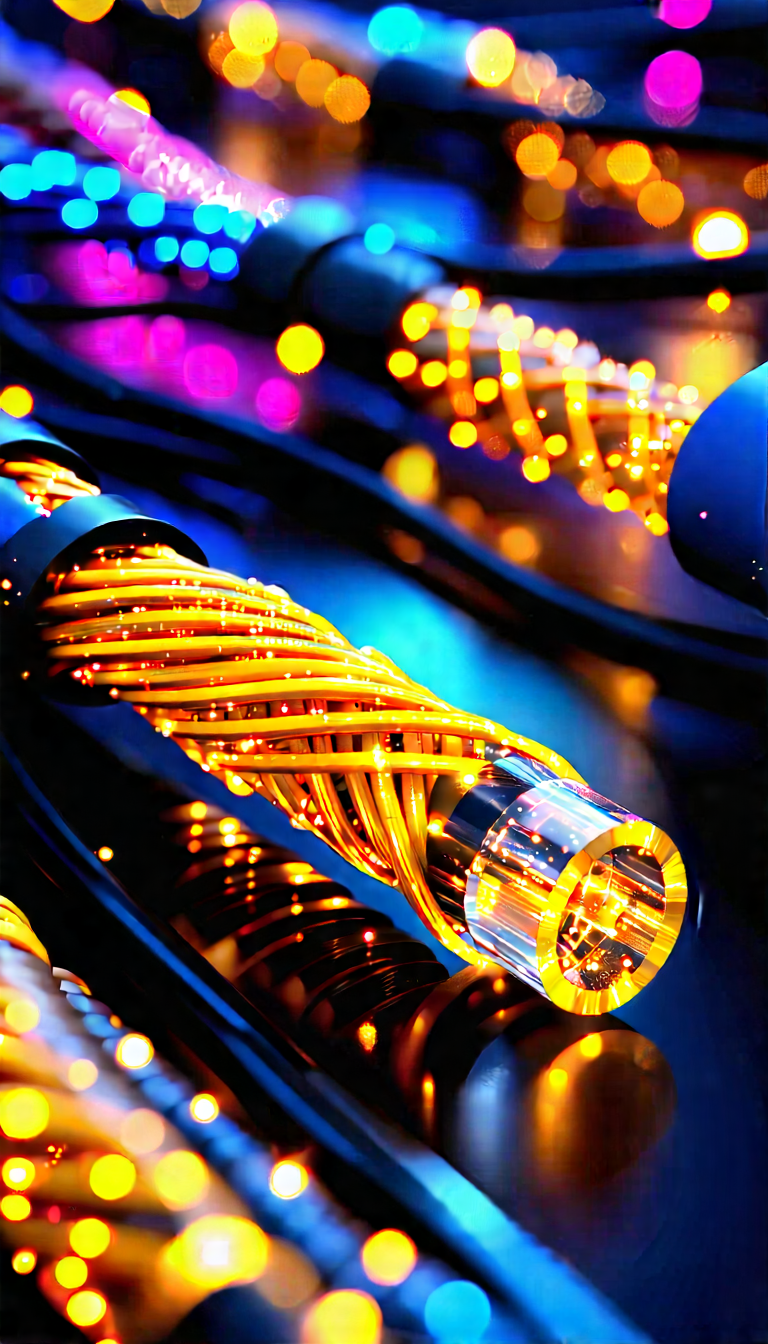 Close-up Of Fiber Optic Cables With Image, There
