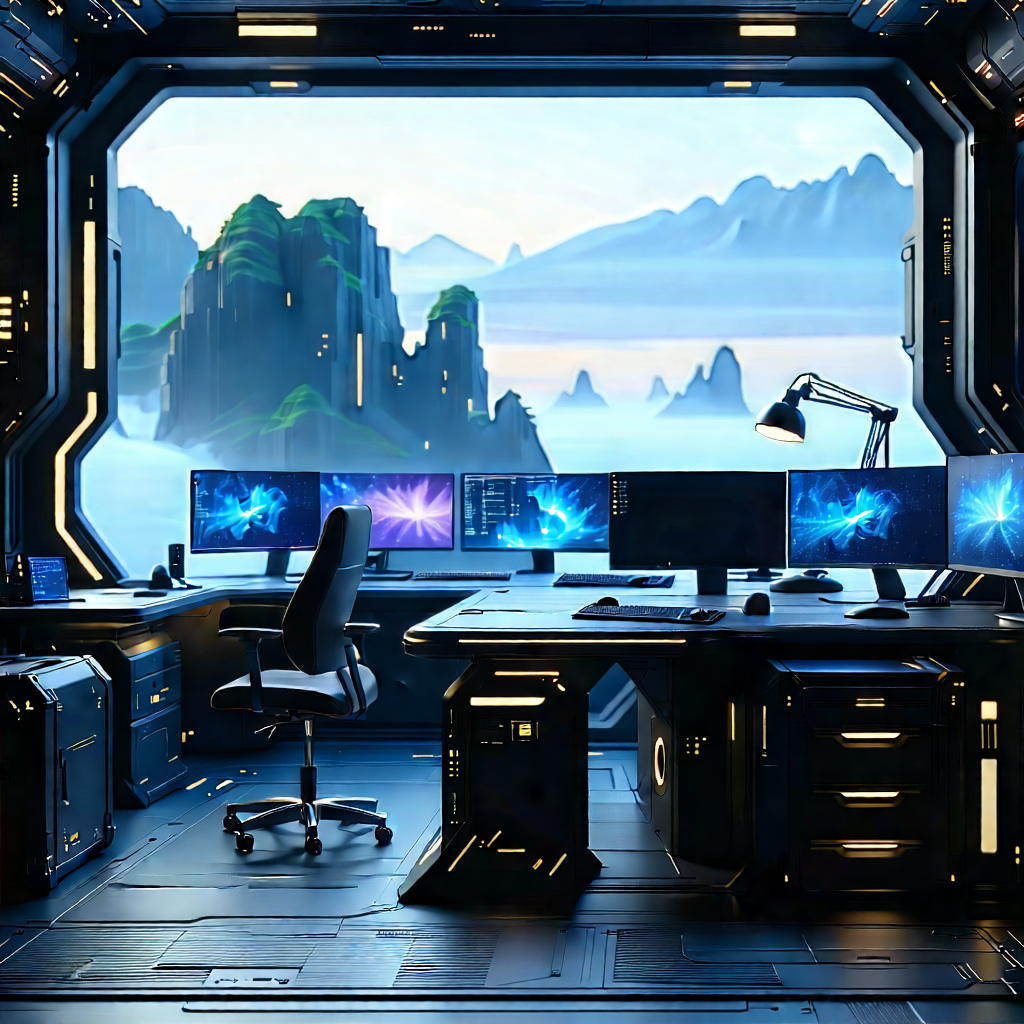 Futuristic Tech Startup Office With Image, There