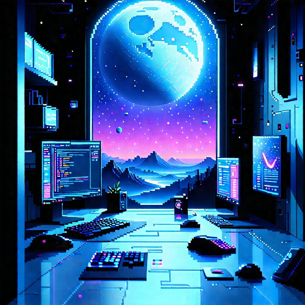 (futuristic:1.16) Digital Workspace With Image, There