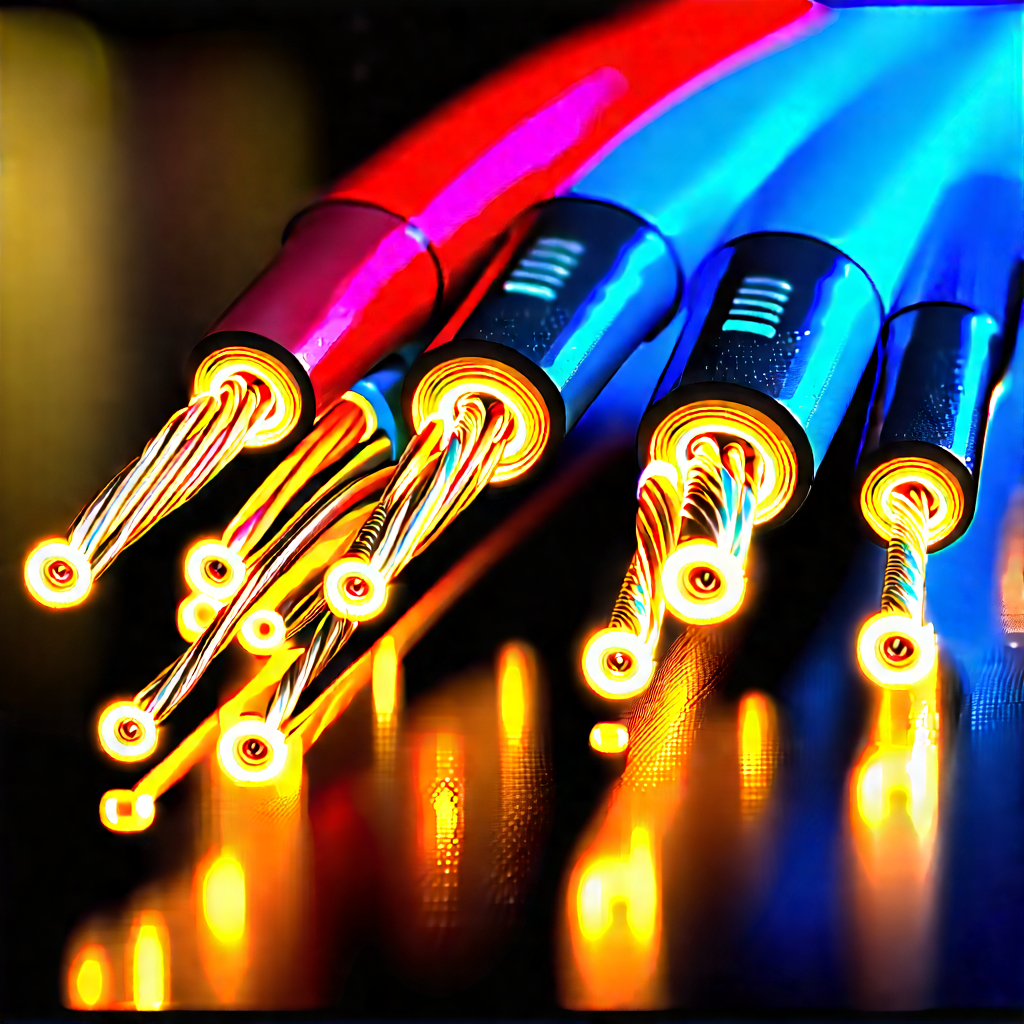 Close-up Of Fiber Optic Cables With Close-up Group