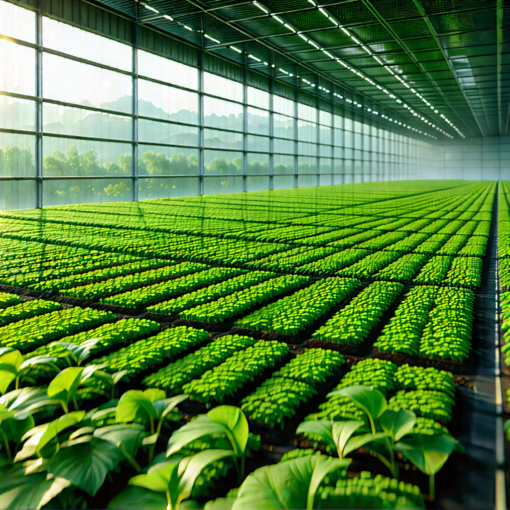 Agricultural Technology In Research Center With Large Greenhouse