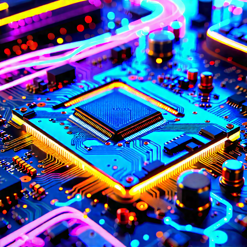 Circuit board with neon accents