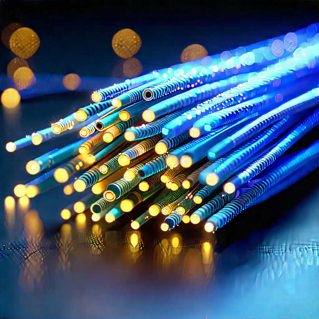 Close-up Of Fiber Optic Cables With Close-up Bunch